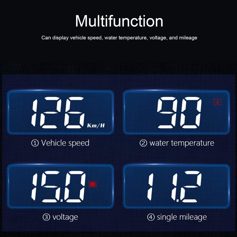 OBD2 HUD Multi Function Gauge with Alarm, Reminder for Speed, Temperature, Voltage