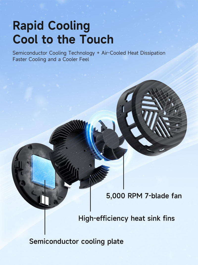Hagibis Magnetic Cell Phone Cooler with 60W PD Fast Charging Port, Double-Sided Magnetic Semiconductor Cooling Fan, No Noise Phone Radiator for iPhone 17 16 15 Pro Max, Android, Tablet (Black) Black
