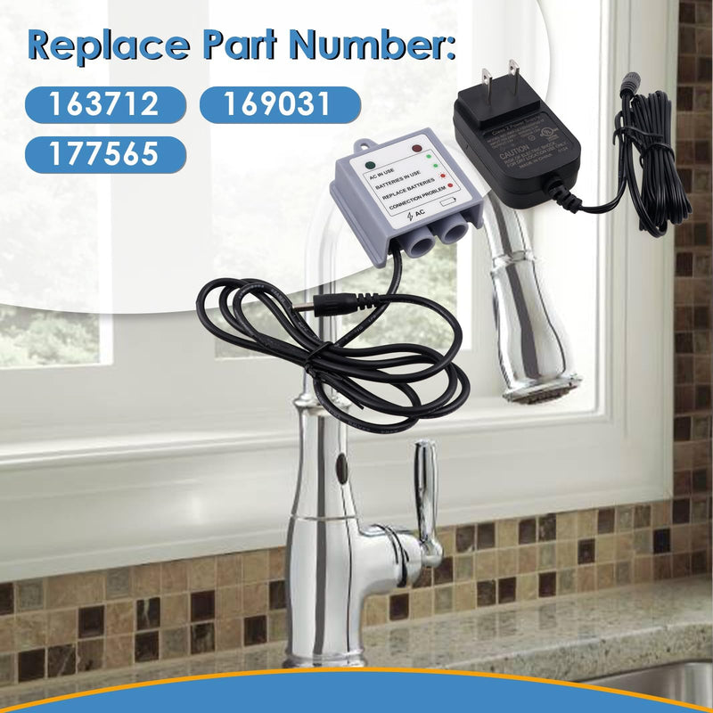 169031 AC Power Cord Adapter Kit, Compatible with Moen MotionSense, MotionSense Wave and U by Moen Kitchen Faucets, Dual Power Source for 7594E, 7185E, 7565E, S72308E Series Faucets