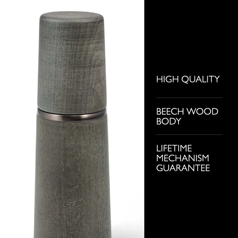 Cole & Mason Marlow Rustic Grey Wood Pepper Mill - Balanced Pepper Grinders - Refillable Spice Tools - Adjustable Peppercorn Grinder Settings - Dark Grey Marlow Gray