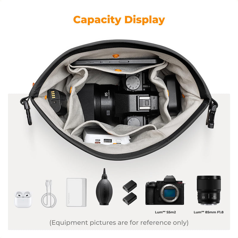 K&F CONCEPT Camera Sling Bag Small Camera Compact Case | Cute Soft Camera Pouch, Handbag, for Urban Street Photography, BS05 01-Black