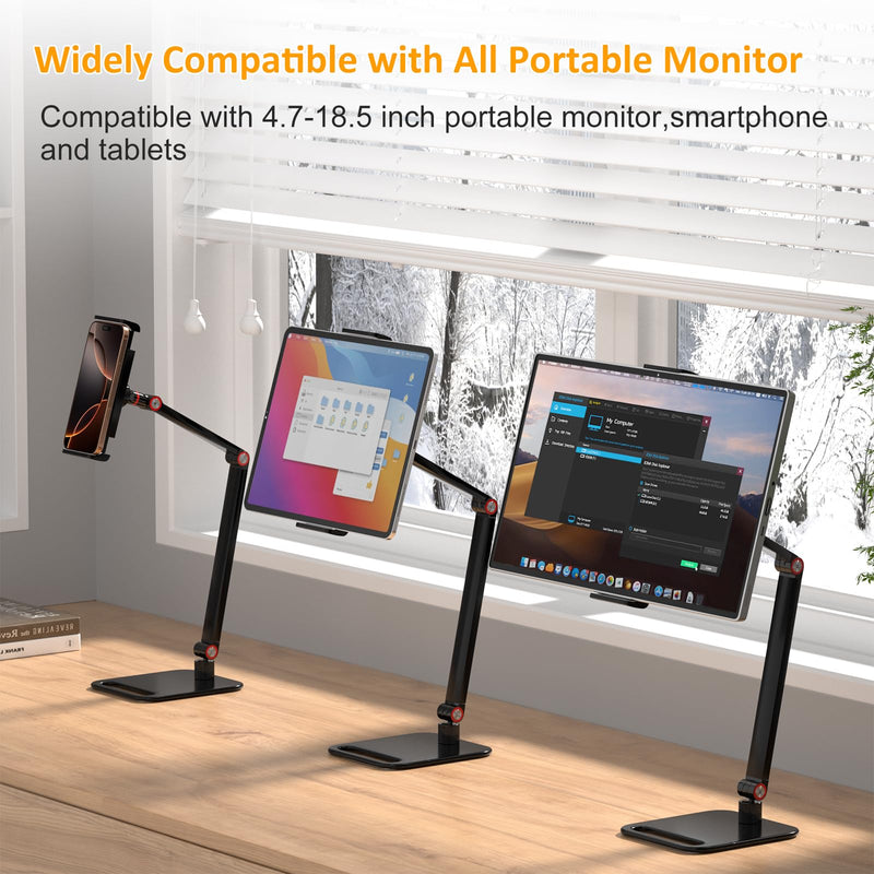 Upgrade Height Portable Monitor Stand for 4-17.3 Inch Screen, Tablet Stand Holder for iPad,Kindle, VESA Mount Monitor Stands, Universal Expandable Display Base Height Adjustable Up to 16.5''