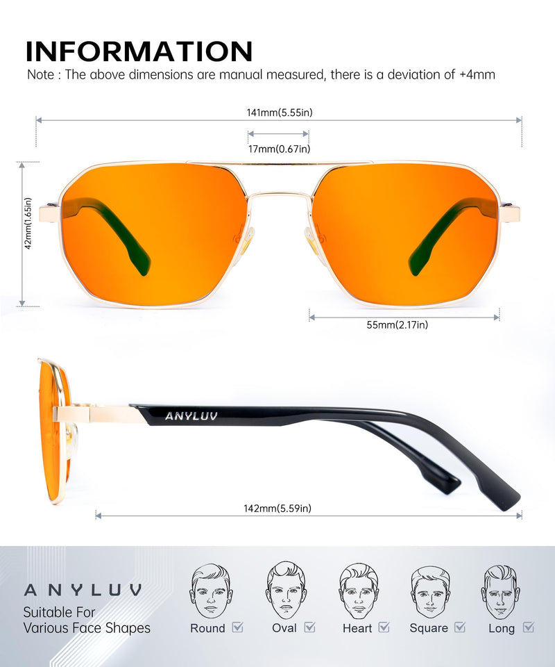 ANYLUV Blue Light Glasses for Woman/Men, Blue Light Blocking Glasses Women Computer Gaming Glasses for Eye Protection (Max Protection) 02- Gold/Black Max Protection