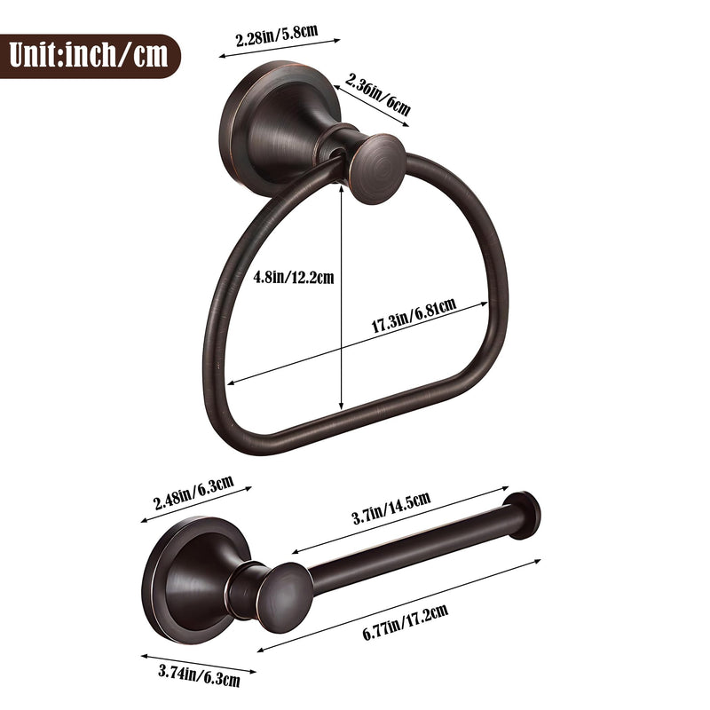 WOLIBEER Bronze Toilet Paper Holder,Bathroom Hand Towel Holder,Oil Rubbed Towel Ring Wall Mount Tissue Roll Paper Hanger ORB Bath Accessories Farmhouse Towel Rack Half Round