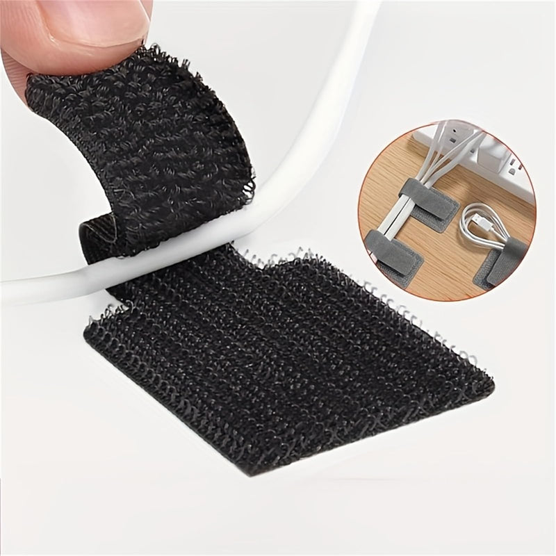 30-piece Set of Nylon Self-adhesive Under-desk Cable Ties, Multi-purpose Cable Ties, for Home and Office Use. Black 30