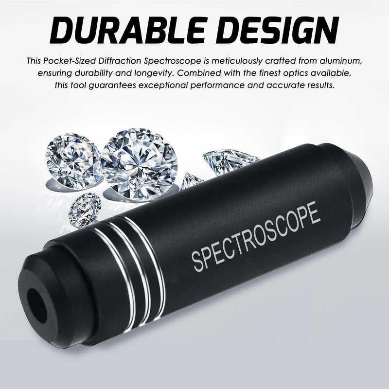 Handheld Diffraction Spectroscope, Pocket-Sized Grating Gemological Spectrometer in a Gem Tool Jewelers Eye Loupe for GIA Use and Quick Identification Gemstone Jewelry Magnifier