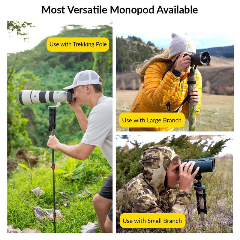 GoPod: Trekking Pole Camera Mount - Ultralight Monopod for Hiking Pole & Walking Stick for use with DSLR, Camera, Smartphone, Shooting, Binoculars - Ultralight Gear for Outdoor, Travel & Wildlife