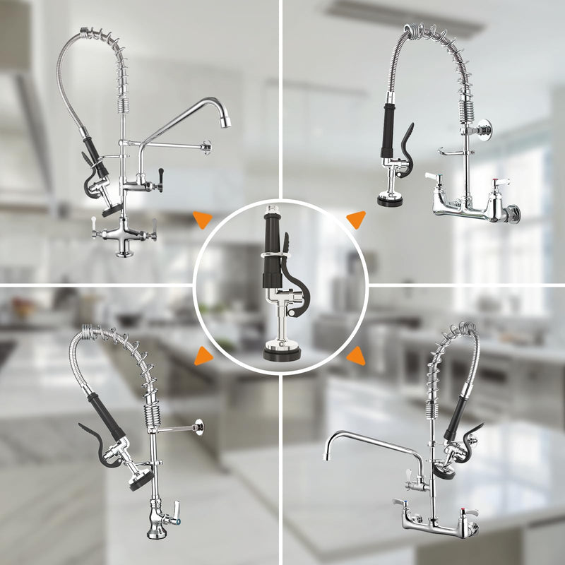 Pre Rinse Sprayer Commercial Sink Sprayer Head, 1.42GPM Restaurant Spray Valve Dish Sprayer Nozzle with Ergonomic Handle, Commercial Faucet Parts for Commercial Kitchen Sink, Chrome Finished(Black) Black