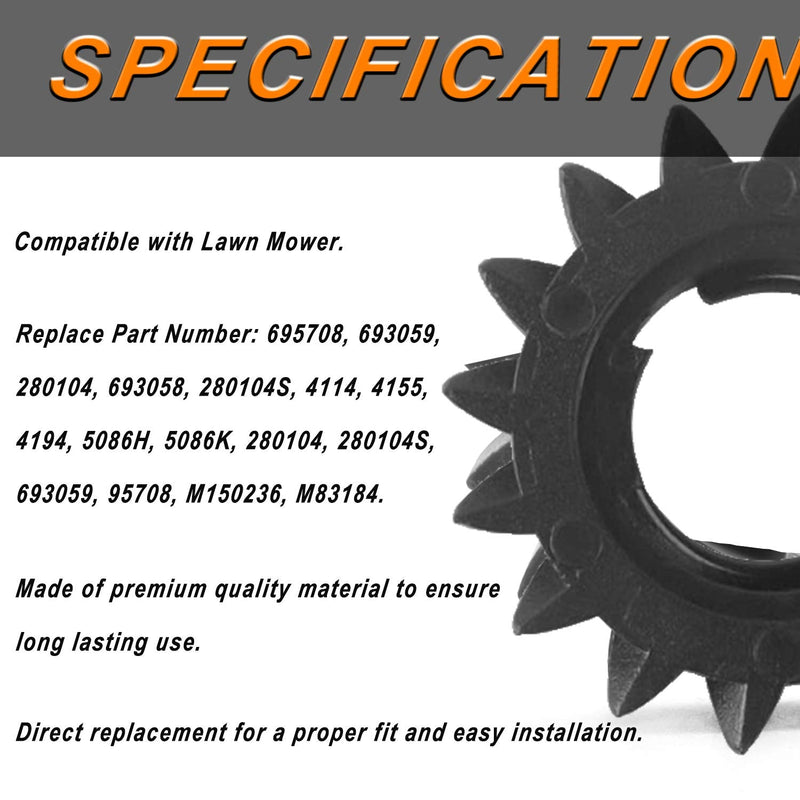 prime&swift Starter Pinion Gear 695708 Replacement fit for Briggs & Stratton Engine 280104 693058 693059 (10 Pack)