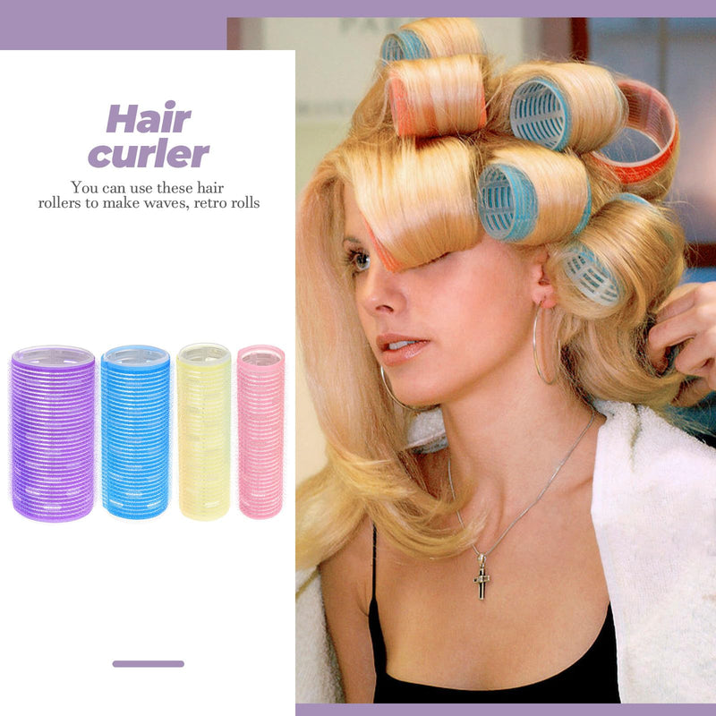  [AUSTRALIA] - jojofuny 4pcs Self-grip Hair Rollers Set for Long Hair Aluminum Heat-conductive Curlers Extended Length in Small Medium Large and Xl Sizes for Overnight Styling