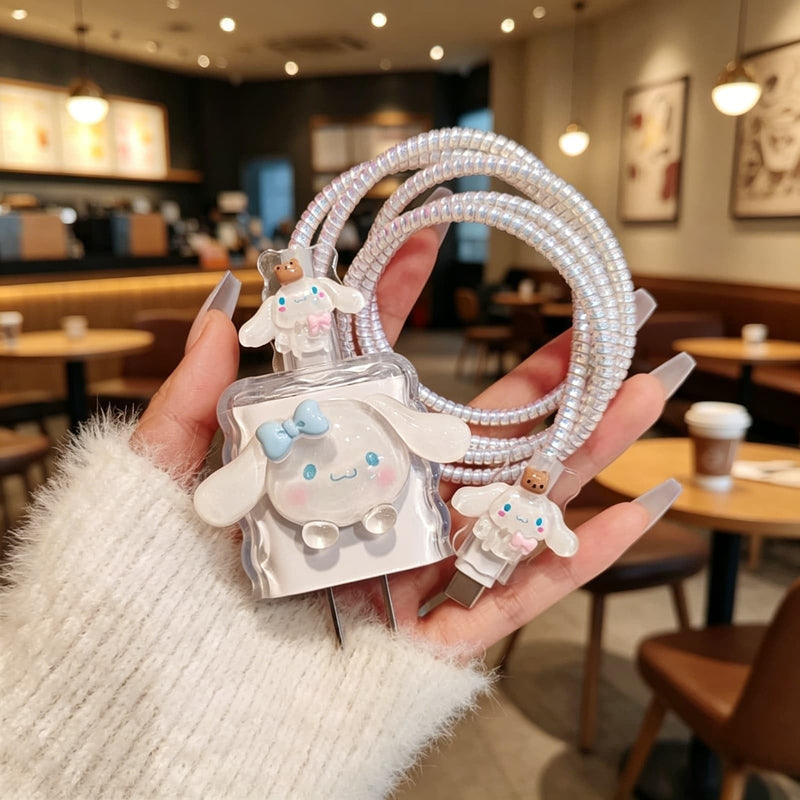 Anime Charger Cover Compatible for iPhone 20W USB-C Power Adapter Charger Cute Cartoon Charger Cover Cable Protector Cover Wire Protective Case (Dog) Dog
