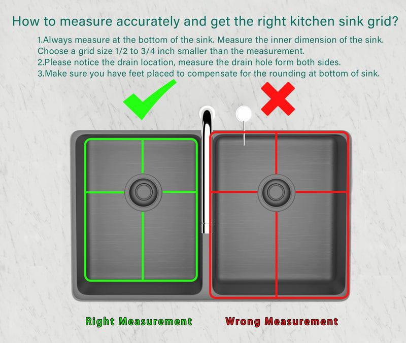 SANNO Kitchen Sink Protectors,Sink Grid with Rear Drain Hole, Double Sink Rack, 16.14"*13",Stainless Steel Stainless Steel 16.14"x 13",rear,1pack
