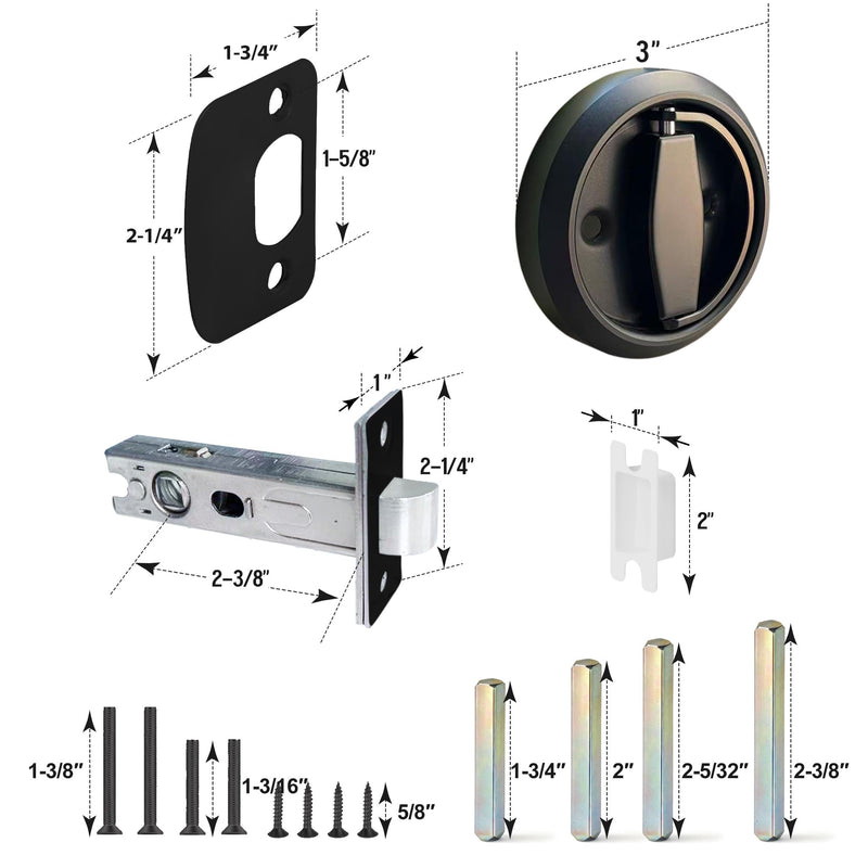 1 Pack Low Profile Door Knob for Space Saving, 2 3/8" Anti-Bump Flush Interior Door Handle for Narrow Spaces, Hidden Recessed Cup Flat Door Lock for RV, Closet and Tight Clearance(Black) 1 Matte Black