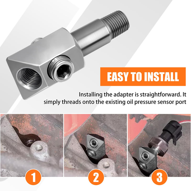 Oil Pressure Sensor Thread Adapter, 1/8-27 NPT Port Plugs for Chevy/GM Small Block Engines - 2 PCS