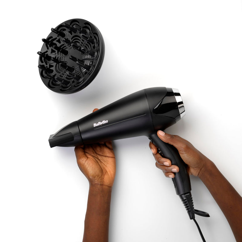  [AUSTRALIA] - BaByliss Turbo Smooth Hair Dryer - 2200W Powerful Blow Dryer, Large Diffuser, Ionic Frizz-Free Conditioning, 3 Heat & 2 Speed Settings, Black, 5572U 5572U - UK SKU