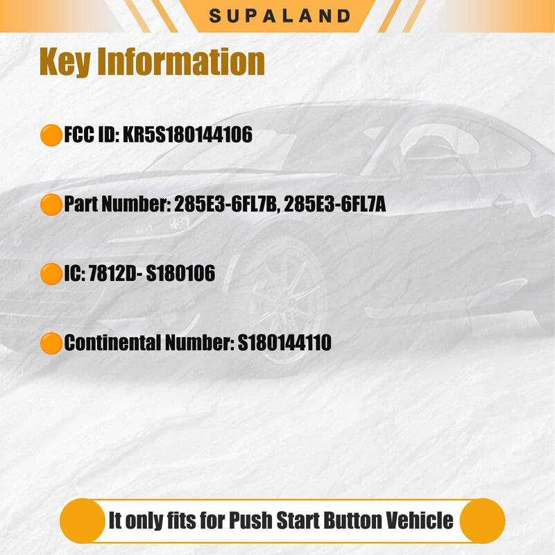 SUPALAND Key Fob Replacement Fits for Nissan Rogue 2017 2018 2019 2020 Keyless Entry Remote Control Push Start Key KR5S180144106 7812D-S180106 S180144110 285E3-6FL7B 5-Button (Set of 2)
