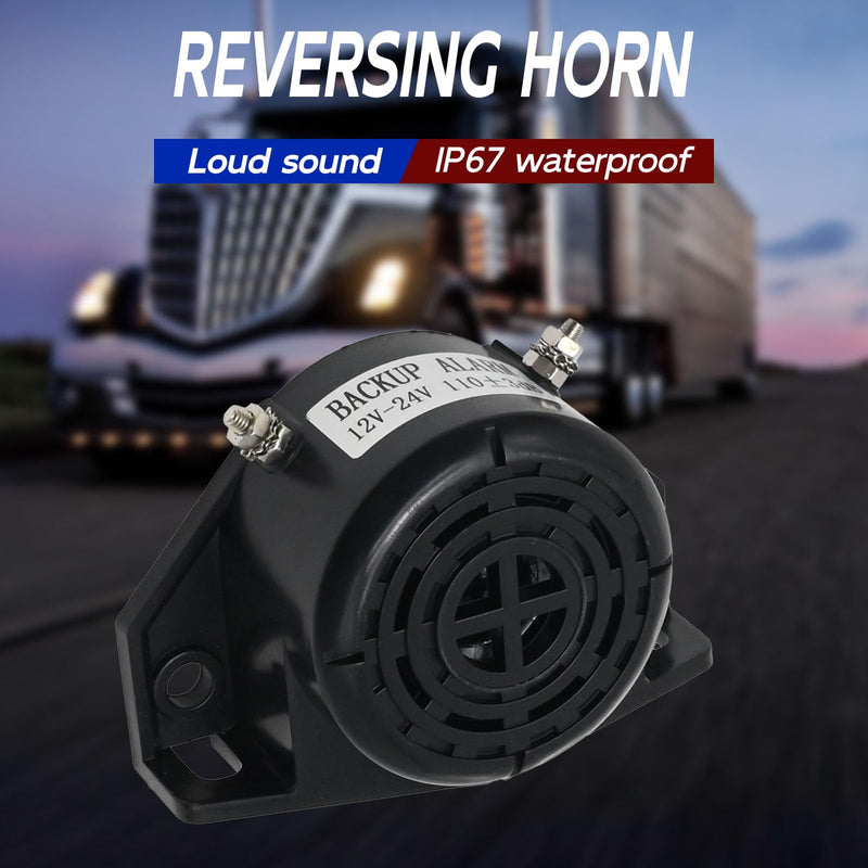 Back-up Alarm 12V-48V 110DB Backup Horn Reverse Beeper Warning Alarm Reversing Horn with Loud Beeper Tone for Trucks Lorry Van Forklift Heavy Construction Vehicles(Round)