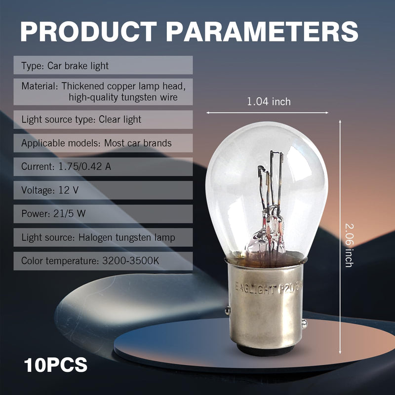 10 PCS 1157 Tail Light Bulbs, Automotive Brake Light Bulbs, Turn Signal Light Bulbs, Universal Halogen Brake Light and Reverse Light Replacement Parts for Vehicles (White) 10 PCS White