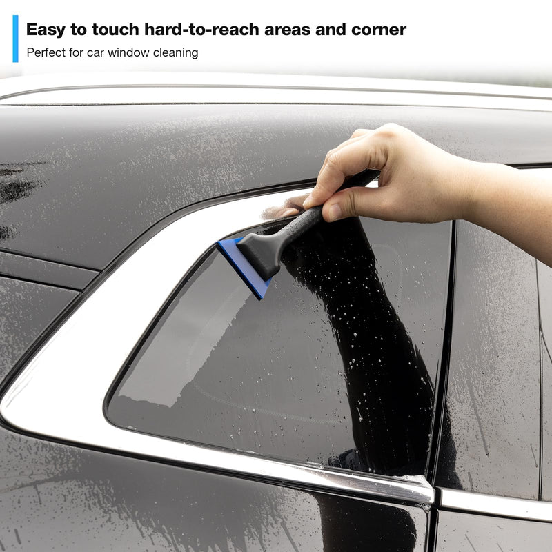 Gomake Vinyl Wrap Tool Kit Small Window Tint Squeegee for Vinyl PPF Tool, 3 PCS Different Hardness Rubber Blade Quarter Squeegee with Anti-Slip Handle for Car Corner Window Windshield Glass Mirror