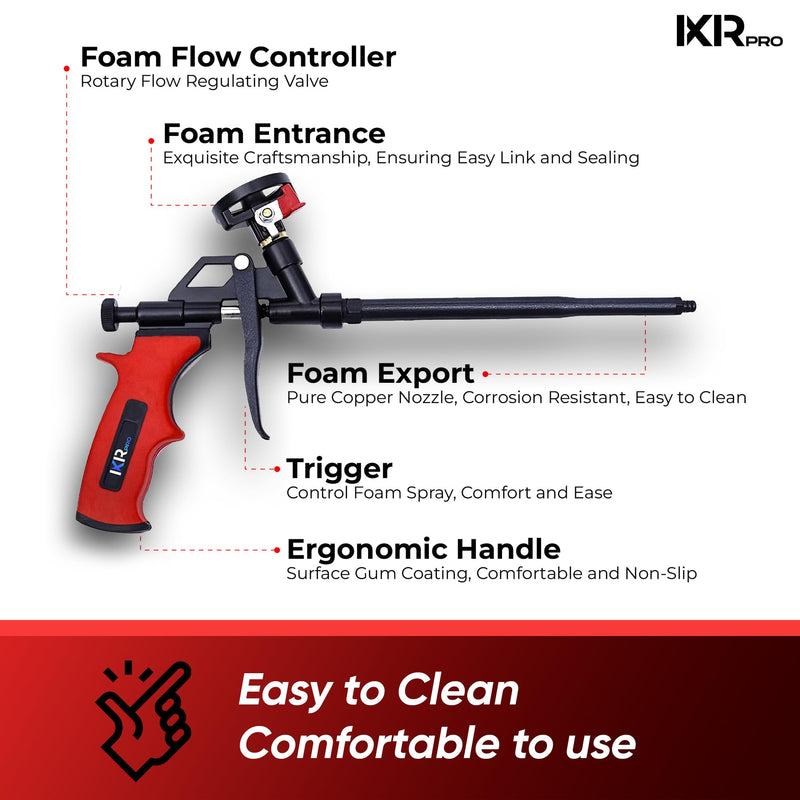 ixirpro Mega Professional Expanding Foam Spray Gun (2 Insulation Guns + 18 Extenders) PU Insulating Applicator Heavy Duty Metal Body Dispensing Foam Gun Suitable for Caulking, Filling, Sealing 2 Pack
