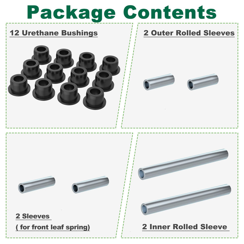 10L0L Front Spring A-Arm Bushing Sleeves Kit for Club Car Precedent 2004-up Golf Cart, Replace OEM 102289901 1029562-01 1022874011 102288101 102287701 1102287601