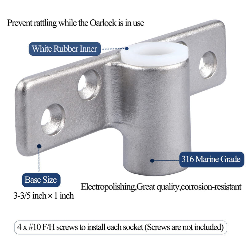 316 Stainless Steel Boat Oarlock, Rowlock Oar Socket for Small Boat Dinghy Canoe,Dinghy, Lifeboat（2PCS） (Oarlock Socket)