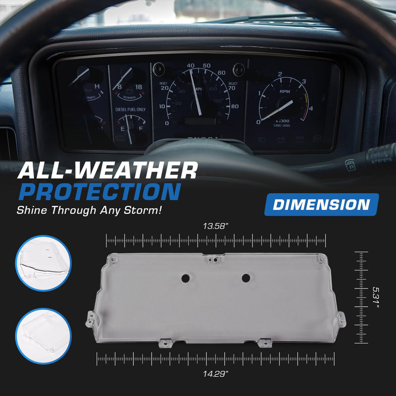 Instrument Gauge Dashboard Dash Cluster Lens Cover New Compatible with 1992-1996 Ford Bronco F150 F250 F350 E150 E250 E350 Replaces OE# F2UZ-10887-A