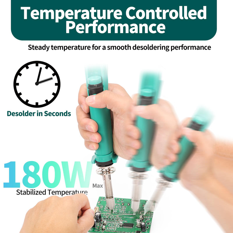 YIHUA 929D VI Temperature Controlled Electric Desoldering Iron with Upgraded Performance Heated Solder Sucker Tool with 3 Nozzles Soldering Iron Pump Function