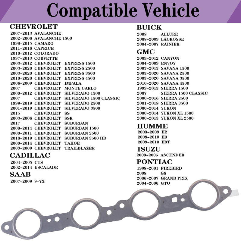 12617944 for Chevy Silverado 1500 2500 Sierra LS Exhaust Manifold Gasket&Bolts,LS header gasket LS1 LS2 LS3 LS6 LQ4 LQ9 Layer Steel GM Gasket Suburban 12558573 12600530 12620947 4.8 5.3 5.7 6.0 6.2 12617944 2PCS &Bolts