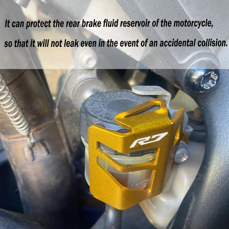 MOWOK Fit For Yamaha R7 YZF R7 YZFR7 YZF-R7 2021 2022 2023 2024 2025 Motorcycle Accessories Rear Brake Fluid Reservoir Guard Oil Cup Cap Cover Protector (Black) Black