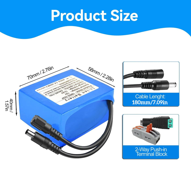 6000mAh 12V Lithium-Ion Battery Pack with Charger - Reliable Power Supply for RC Models Security Cameras Drones LED Projects Electronics & DIY Applications,DC5521 Output 12v 6Ah Battery