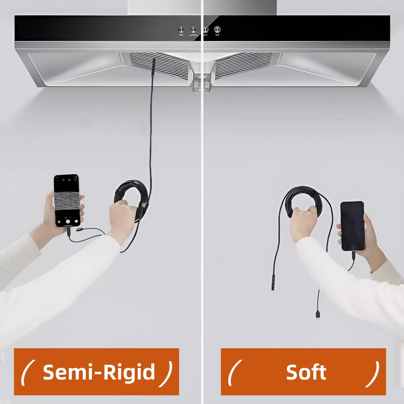 Dual-Lens Endoscope Camera with Light,Borescope with 8 Adjustable LED Lights 1920P HD,16.5ft Semi-Rigid,IP67Waterproof USB Inspection Camera for iPhone,Gadgets for Men… PEM002