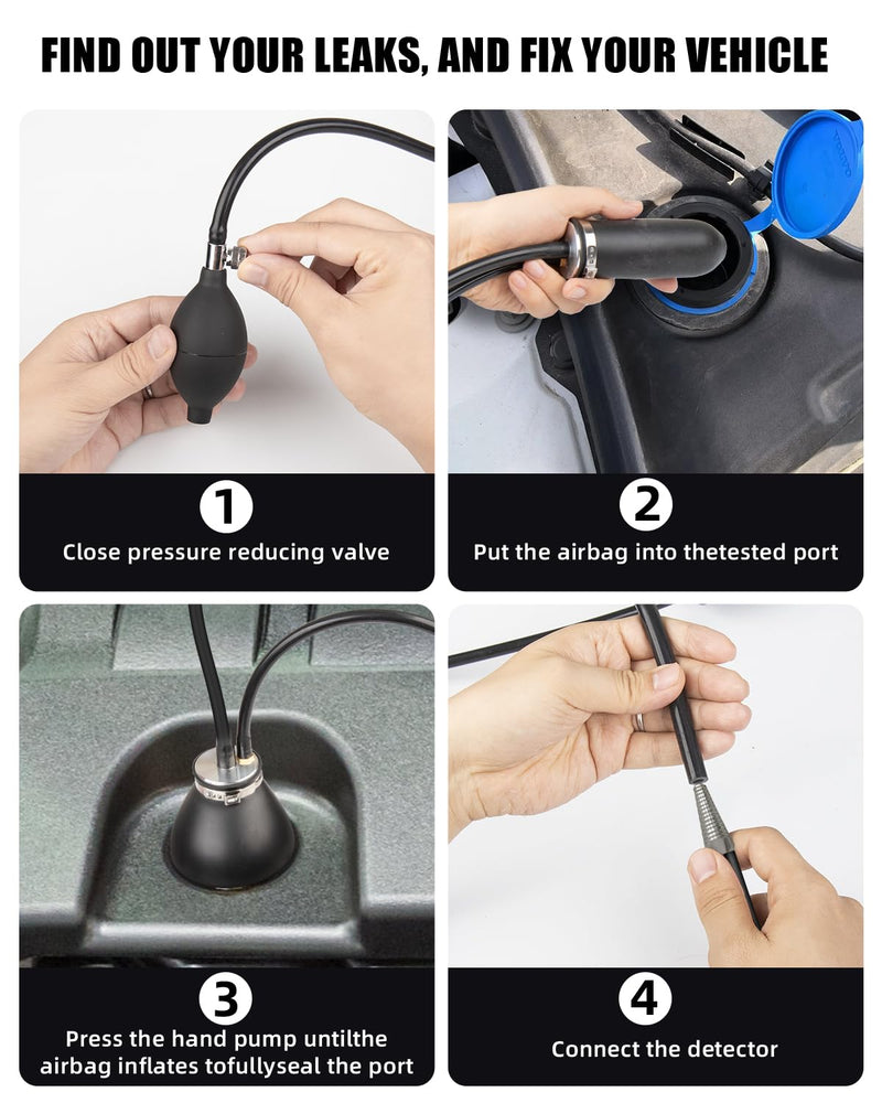 Inflatable Air Bladder for Smoke Machine Automotive, Universal Easy Intake Adapter for 12V Vehicle Pipes Fuel Leakage Detector Diagnositc Tester