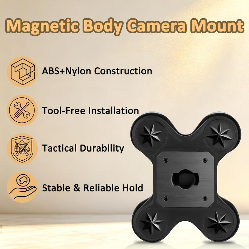 Body Camera Magnetic Mount, Compatible with Axon Body Camera 2/3/4 | Lightweight ABS & Stainless Steel Holder, Portable Uniform Wear Mount Bracket (Standard Magnetic Strength Version) Standard Magnetic Strength Version