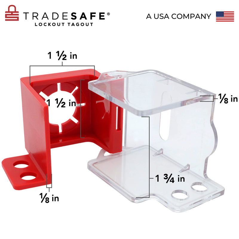 TRADESAFE Emergency Stop Button Cover Lockout - Box Type Transparent Push Button Switch Cover, 7/8-inch Hole Diameter, Medium Push Button Lockout Device Medium - Box Type