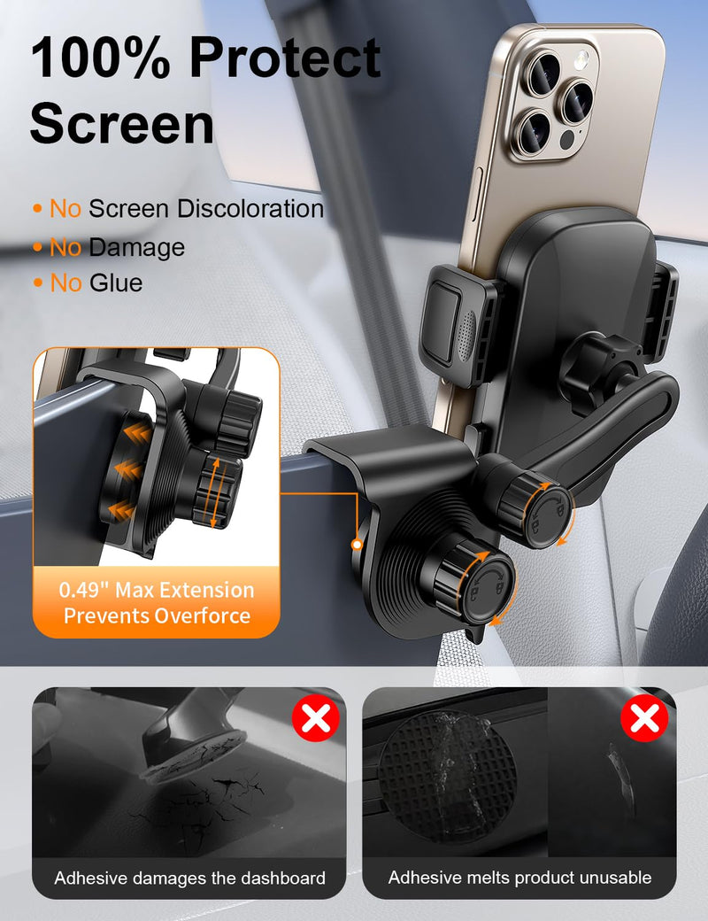 Tesla Phone Mount, 360° Adjustable Universal Tesla Model Y Accessories, Phone Holders for Your car for Tesla Model 3/Y/S/X/Cybertruck Screen, Non-Adhesive for Car Phone Holder Fits All Phone