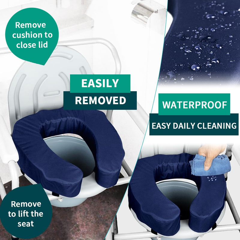 Raised Toilet Seat Cushion – High-Density Foam Booster Pad for Elderly, Seniors, Disabled – Toilet Riser for Standard & Elongated Toilets – Commode Seat Cushion Non-Slip & Easy to Clean (3 inches) 3 inches
