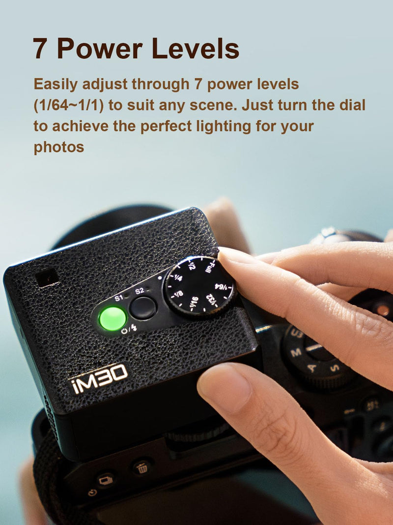 GODOX IM30 Mini Flash with FS-R Riser GN15 S1/S2 - Camera Flash GN 15, 7 Power Levels, IM30 Mini Manual Flash for Sony zv1/Sony zve10/Ricoh gr3/Fuji f1-230/Canon 6500K±200K/3.6S Recycle