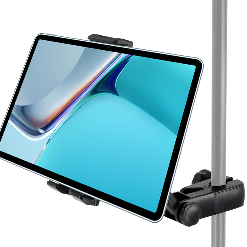 Universal Tablet Mount for Microphone & Music Stands - Telescopic & Adjustable Holder for iPads, iPhones, and Android Devices - Fits 4.7" to 13.5" Screens for Musicians and Performers