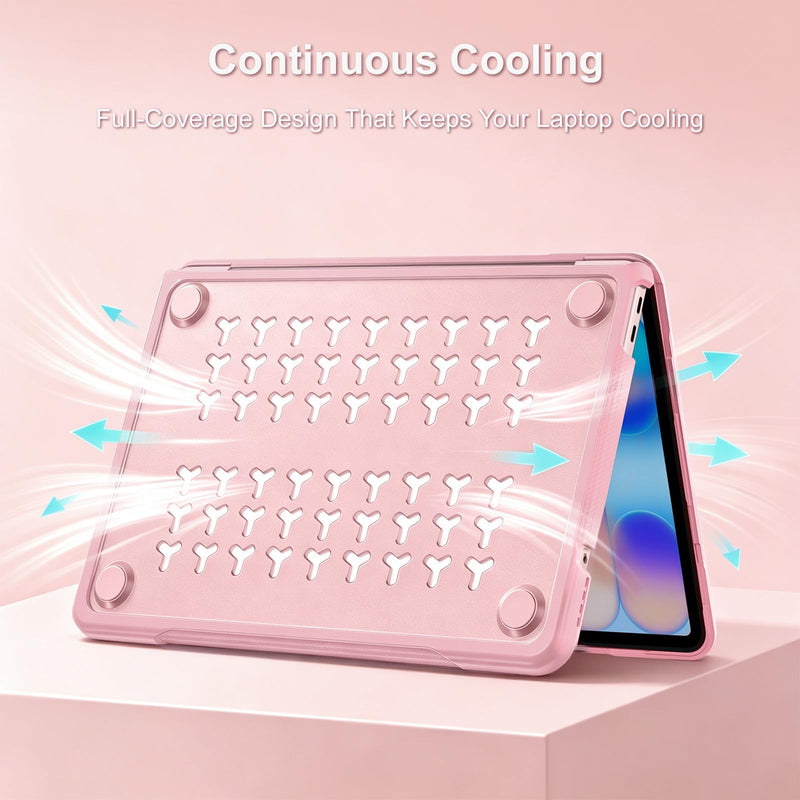 MOSISO Compatible with MacBook Neo Case 13 inch 2026 A3404 A18 Pro Chip | Crack-Resistant Hard Shell with Textured Carbon Fiber&Keyboard Cover&Screen Film&Type C, Rugged Protection, Blush