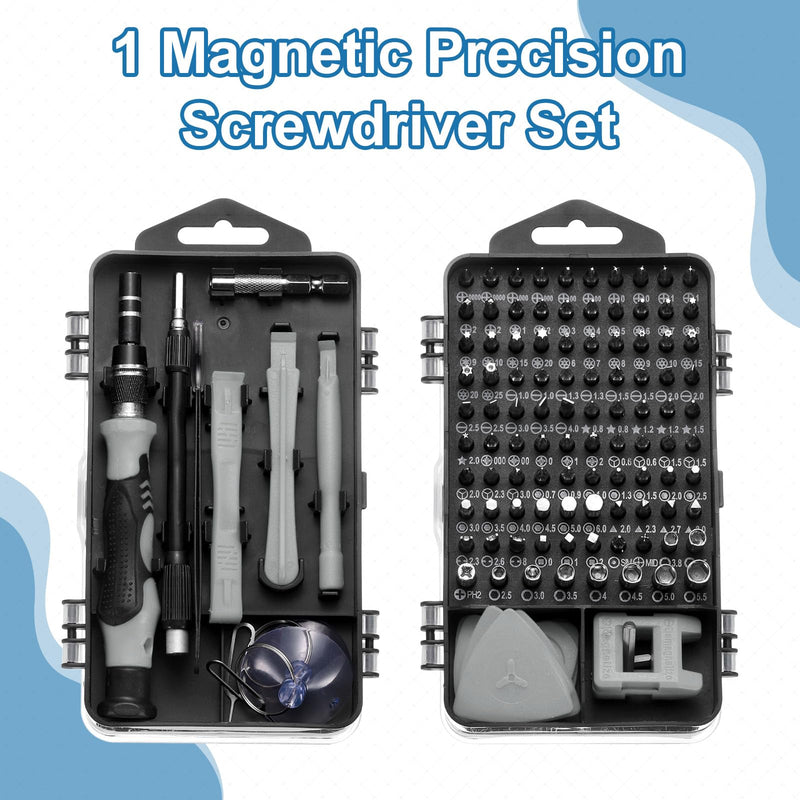 HARFINGTON 140 in 1 Magnetic Precision Screwdriver Set Electronics Repair Tools Kit with 99 Bits Flexible Shaft and Extension Rod for Cellphone Game Console Laptop PC Computer Camera, Grey