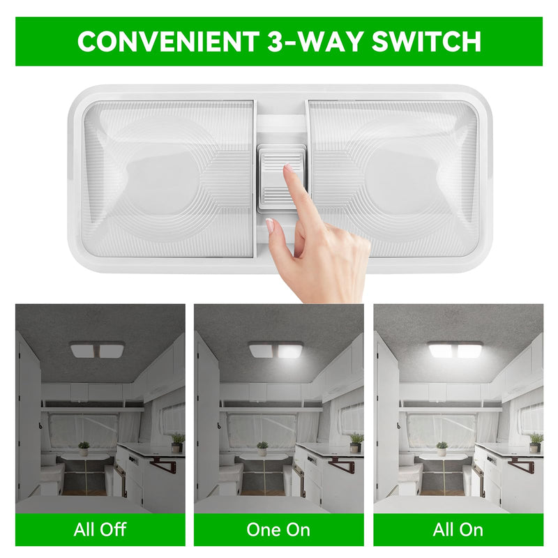 RV Light Interior, RV Ceiling Light 12V, 4500K 1100LM RV Led Lights Fixtures,7W Camper Lights with Switch for RV Trailer Camper Boat Car (Natural White, 1PCS) 1PACK