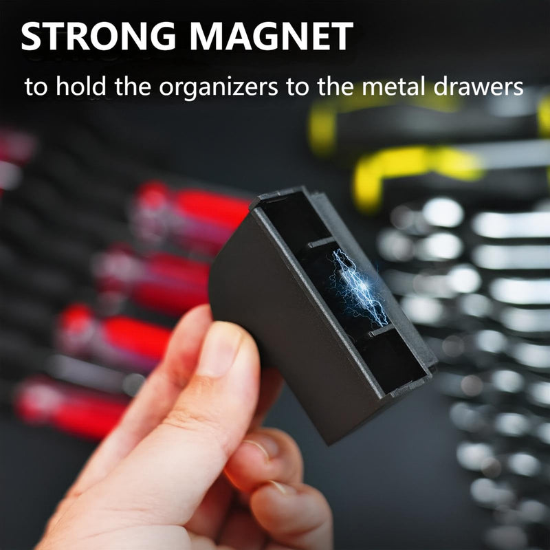 48pcs Magnetic Modular Screwdriver Organizer and Wrench Organizer for Tool Drawer and tool box. Modular & Expandable Screwdriver Holder with magnet, gift for brother and father. 48