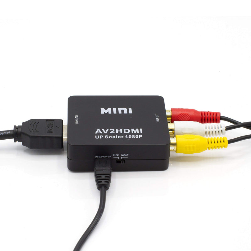 THE CIMPLE CO - RCA to HDMI Converter Kit with Cables - Analog to Digital Video Converter - RCA Composite (Red Yellow White) to HDMI Adapter - Does Not Work in Reverse (Up Converts Only) - Black Cable