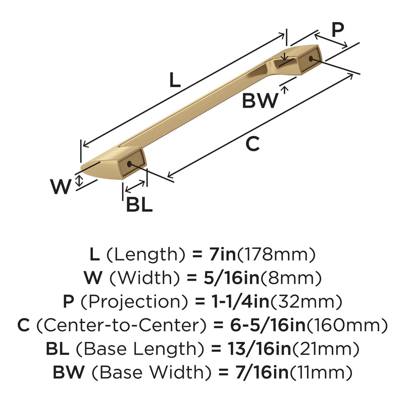 Amerock | Cabinet Pull | Champagne Bronze | 6-5/16 in (160 mm) Center-to-Center Drawer Pull | Riva | Kitchen and Bath Hardware | Furniture Hardware (Pack of 2) 6-5/16 inch (160mm) Center-to-Center (Pack of 2)