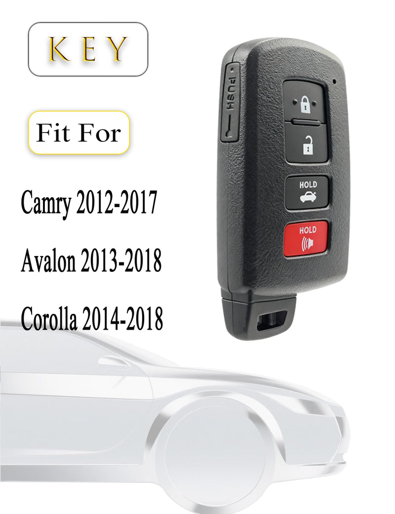 Keyless Entry Remote Control Smart Key Fob for Toyota Camry 2012-2017 | XYSKJFOB Proximity Replacement for Camry Avalon Corolla 2012 2013 2014 2015 2016 2017 2018 HYQ14FBA 281451-0020 89904-06140