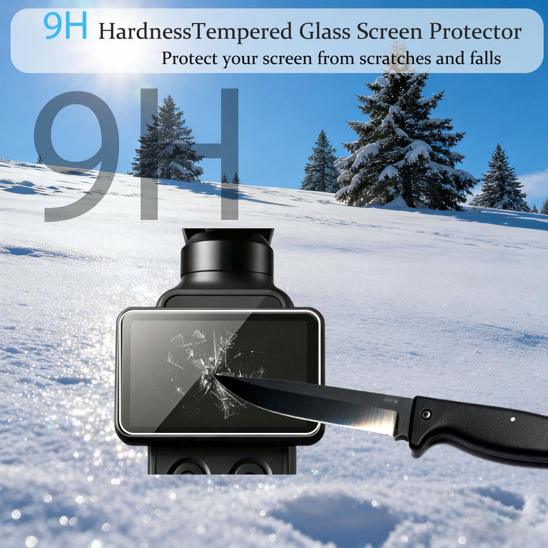 PCTC (2 + 2 Pack) Screen Protector for DJI Osmo Pocket 4 Pro, Tempered Glass 9H Hardness, Ultra HD, Touch-Sensitive, Scratch-Resistant