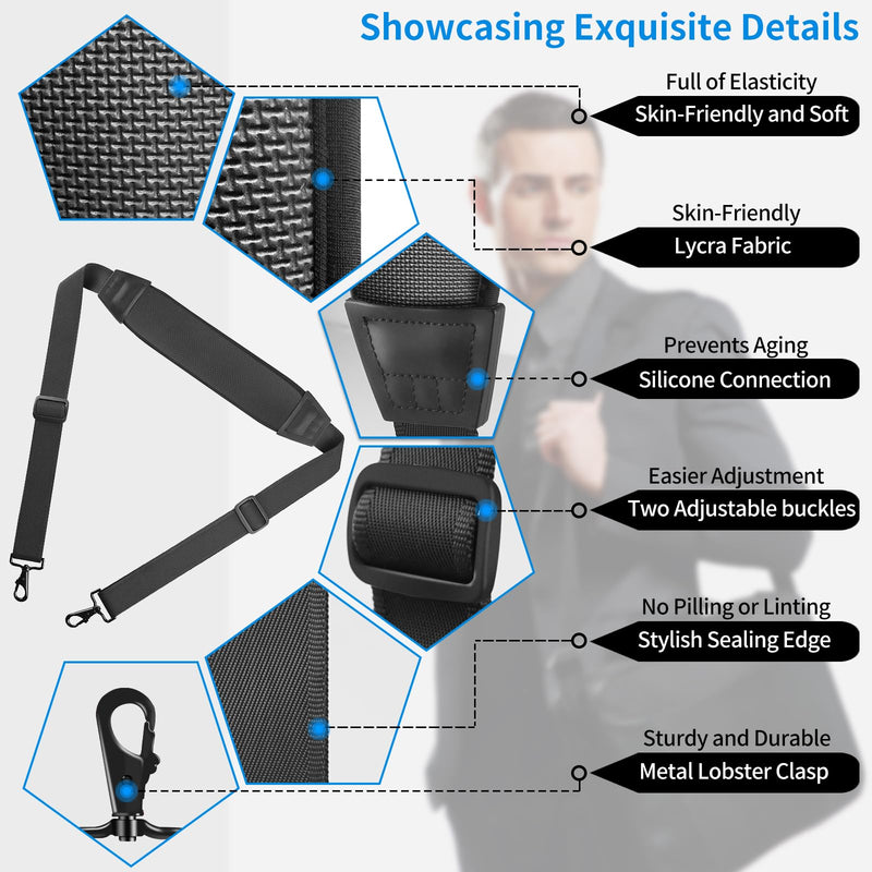 67" Universal Shoulder Strap, Neoprene Thick Padded Bag Strap with Double Adjustable Buckles and Metal Hooks, Ideal for Briefcases, Computer Satchels, Crossbody Bags, Luggage(Supple)