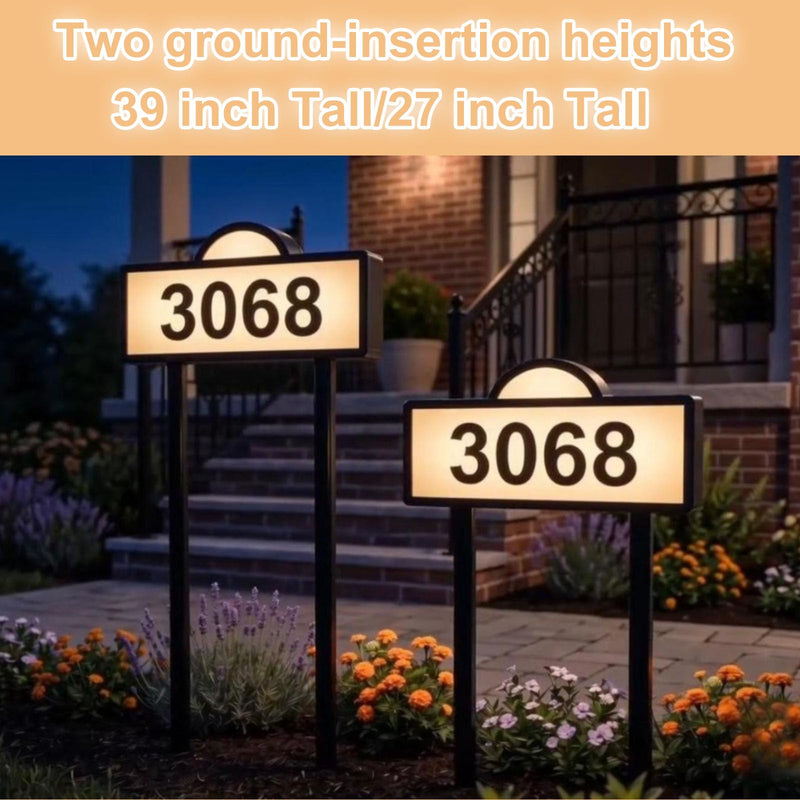 Solar House Numbers for Outside, 45 LED Lighted Address Sign for House Yard, 39inch Tall In Ground & Wall Mount, IP65 Waterproof Solar Powered Address Sign with Cool White or Warm White(Black)