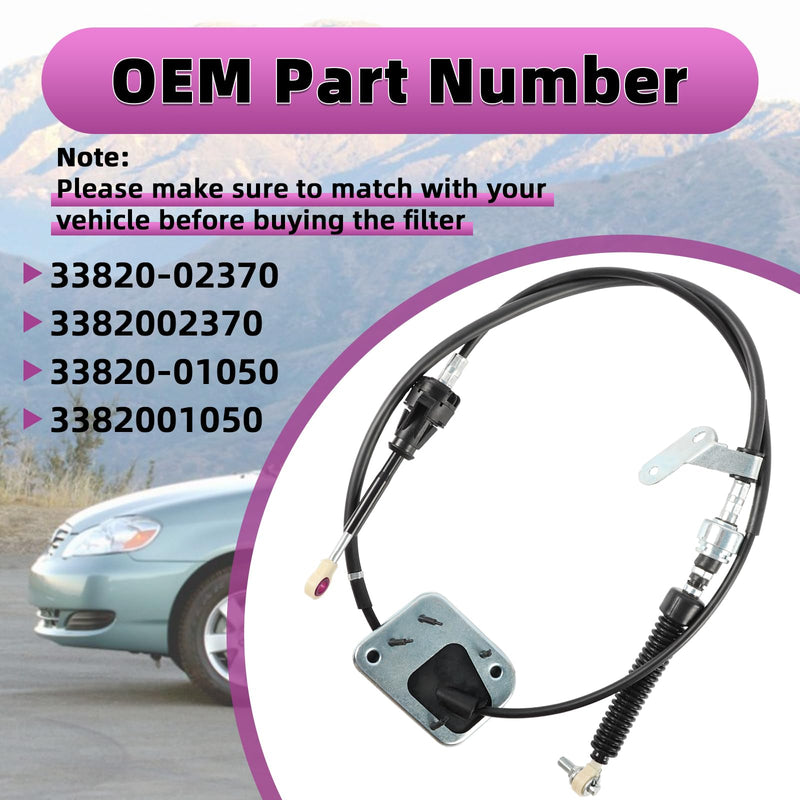 Automatic Transmission Shift Control Cable 33820-02370 33820-01050 Compatible with Toyota Corolla/Matrix 1.8L 2003 2004 2005 2006 2007 2008 Auto Trans Shifter Control Lever Cable